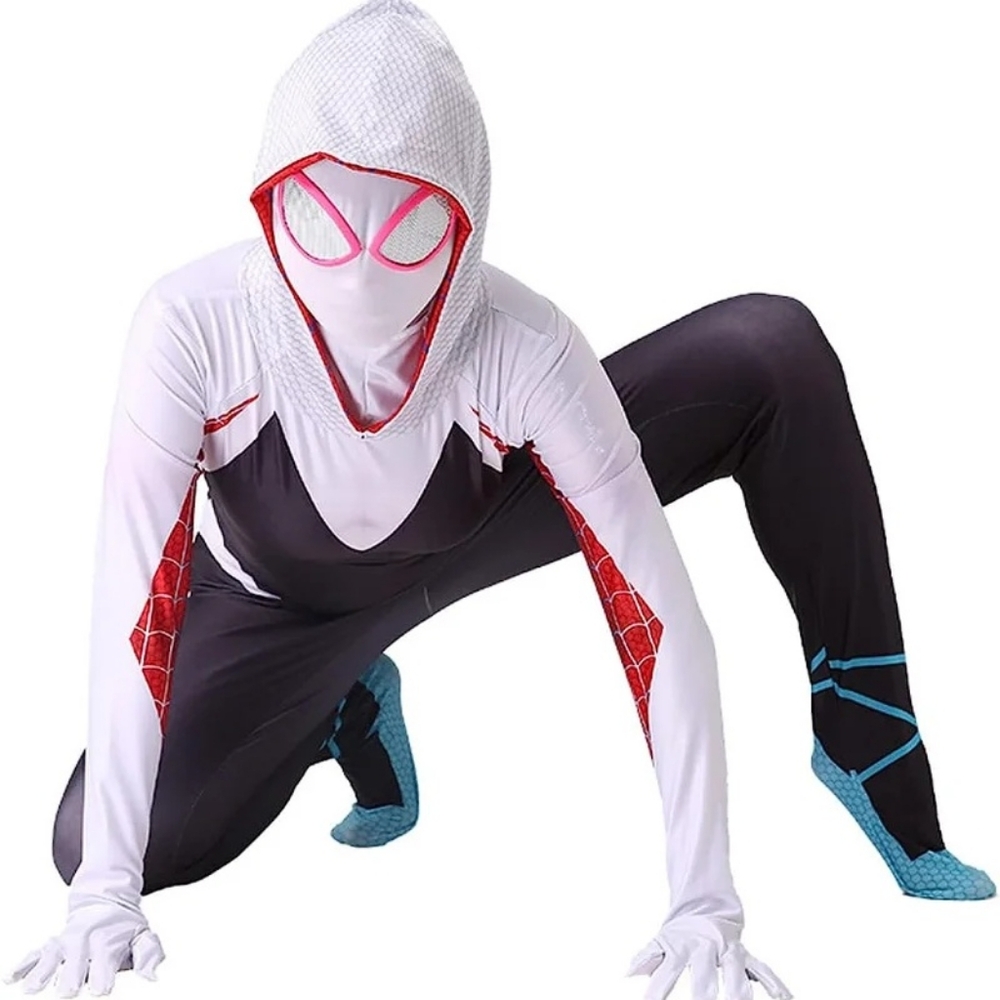 Spider-Gwen Kids Costume – Into the Spider-Verse Girls Halloween Marvel Costume - Picture 2 of 11